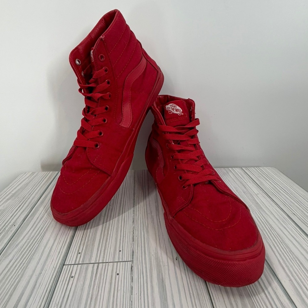 Vans Sk8-Hi Red Monochromatic High Top Canvas Men's 9/Women's 10.5 UNISEX - Picture 2 of 8